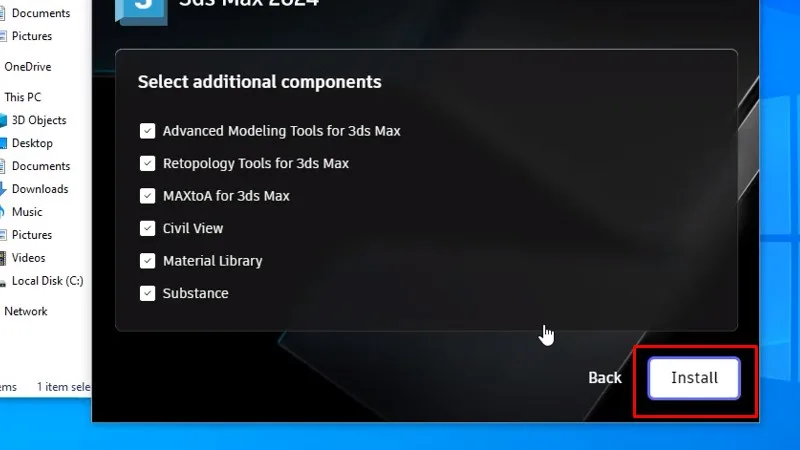 Bấm Install