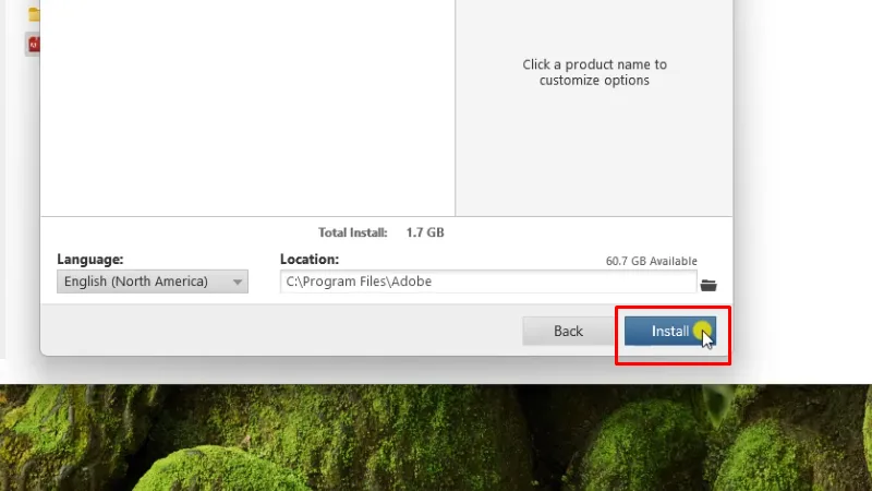 Bấm Install