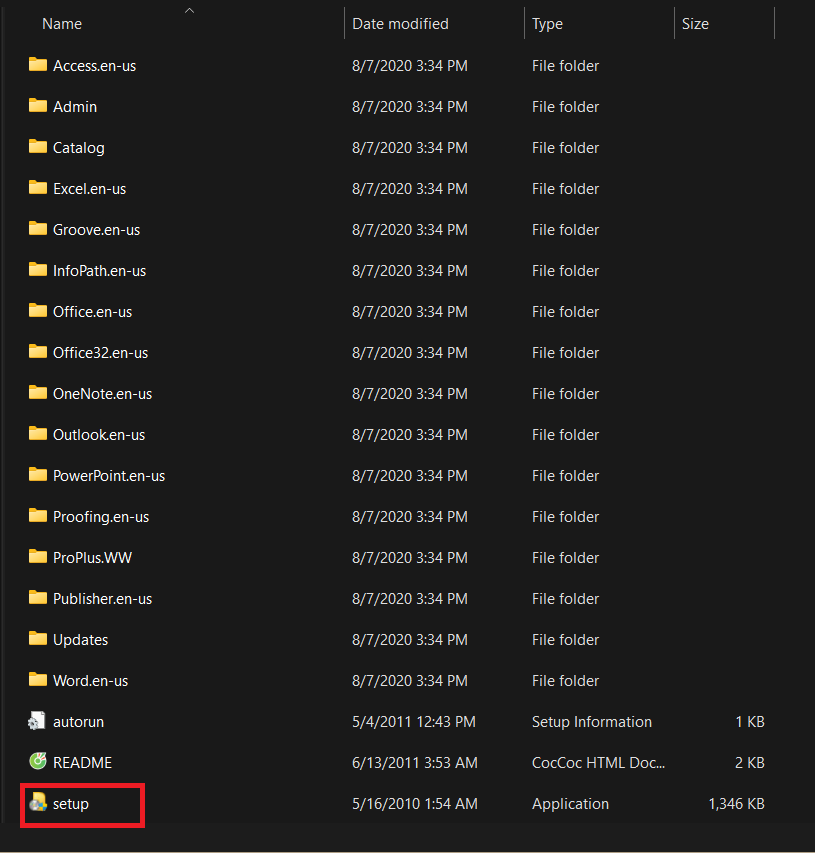 Chạy file setup