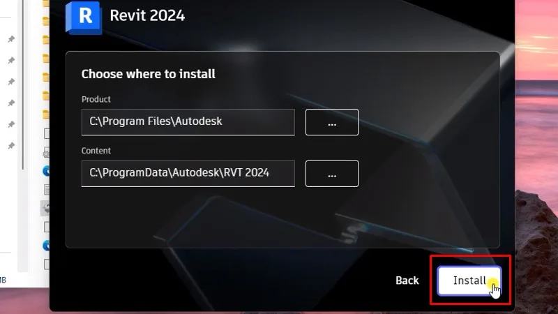 Bấm Install
