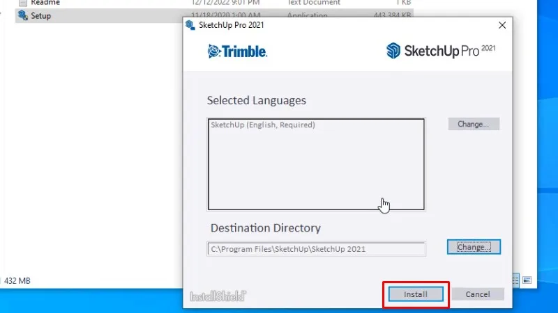 Nhấn Install